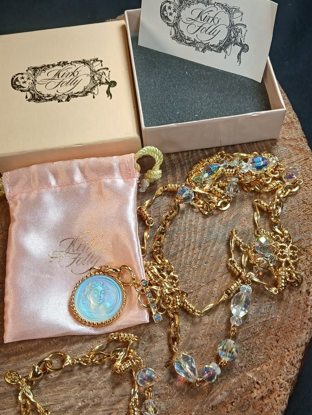 Kirks Folly LOVE NEVER DIES Gold-tone Aurora Borealis Necklace & Bracelet Set
